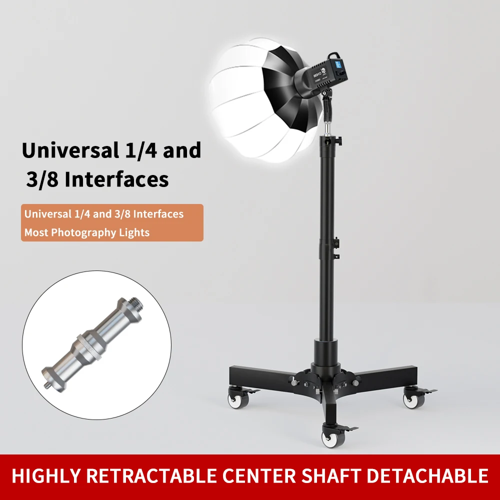 Base Light Stand Floor-Mounted Movement Foldable Metal Tripod Photography  Fill Spot Light Softbox Photo Studio Wheels