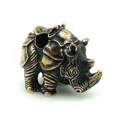 Rhino Knife Paracord Rope Beads Outdoors DIY Tools EDC Brass Personality Lanyard Pendants Knot Necklace Key Rings Accessories