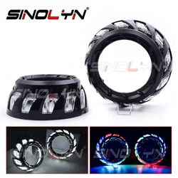 Sinolyn RGB LED Angel Eyes Spiral Shrouds Revolving Dynamic APP Control Sequential Flowing Bezels For 3 Inch Projector Lenses