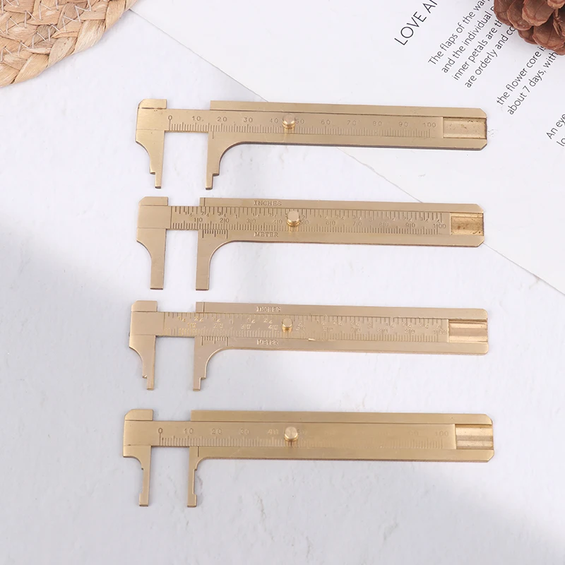 80/100mm ±0.01mm High Precision Mini Brass Sliding Ruler Double Scales Metal Vernier Caliper Gauge Measuring Supplies New