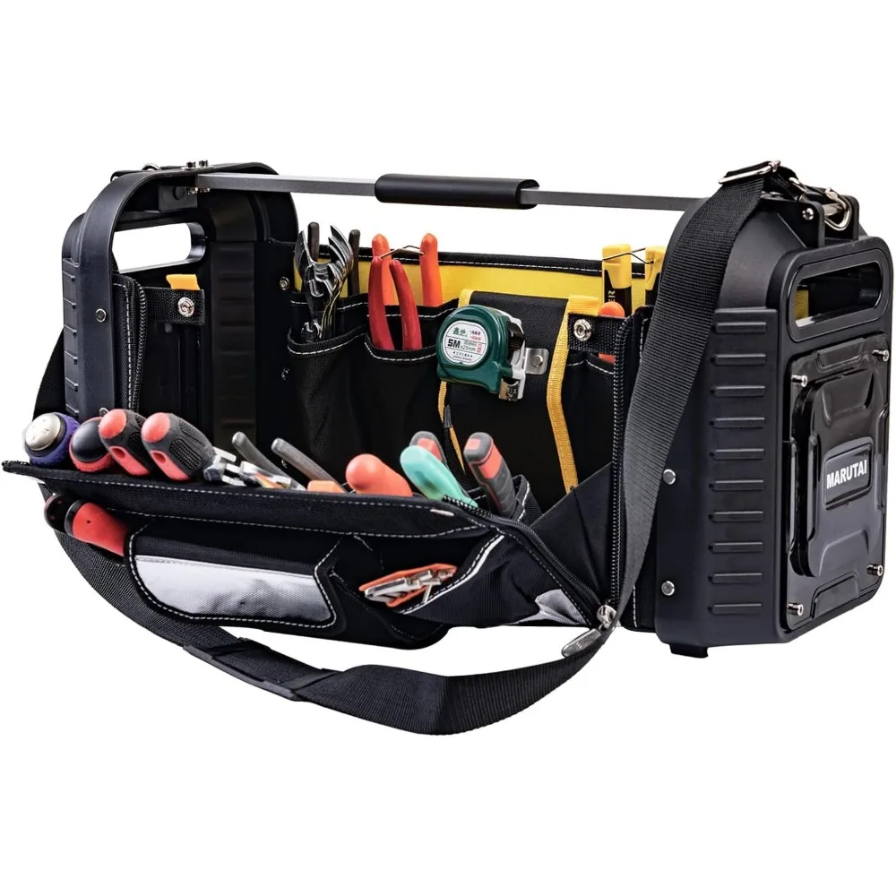 MARUTAI Large Tool Tote Bag, Open Top Tool Bag, 29 Pocket Heavy Duty Waterproof Tool Organizer