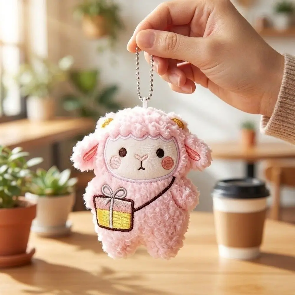 Chinese Zodiac Sheep Plush Keychain Cartoon Multi Colors Stuffed Lamb Pendant Soft Fluffy Curly Sheep Keychain