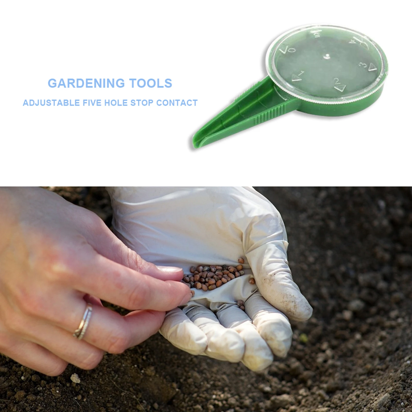 Semeador de sementes de planta ajustável, multifuncional Handheld Gardening Planter, ferramenta de semeadura de jardim, 5 arquivos, 1-10pcs