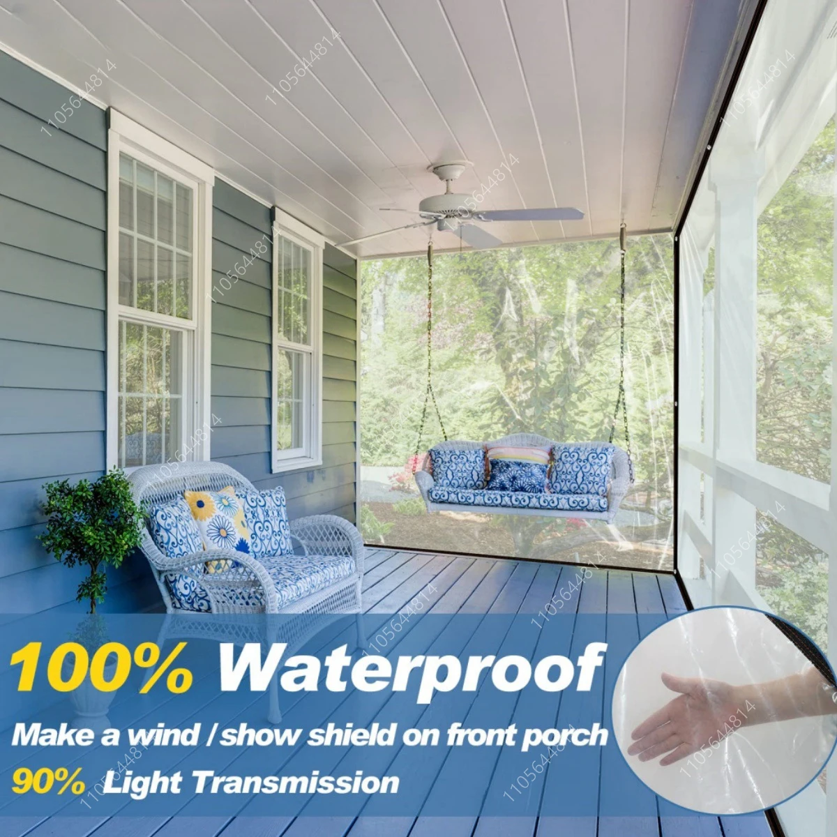 Transparente PE-Plane, winddichter Terrassenvorhang, wasserdichter transparenter Pergola-Sichtschutz mit verstärkten Ösen für den Garten im Freien – Detail 2