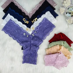 Custom Thongs With Named Personalized Custom Name Thong for Women DIY Lace Panties V-String Bikini Sexy Wife Panties Gift