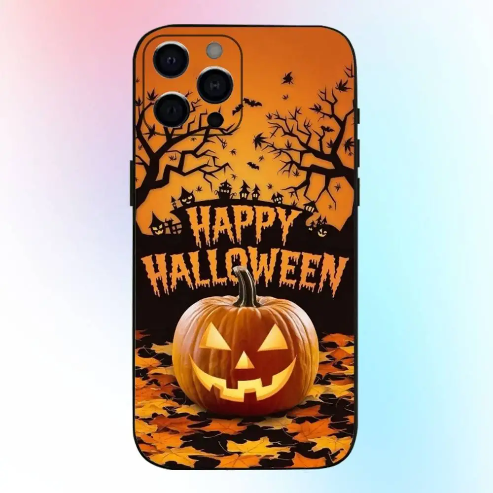 حافظة هاتف ممتعة برسوم كارتونية للهالوين لهاتف iPhone17,16,15,14,13,12,11 Plus، Pro Max غطاء أسود ناعم #6