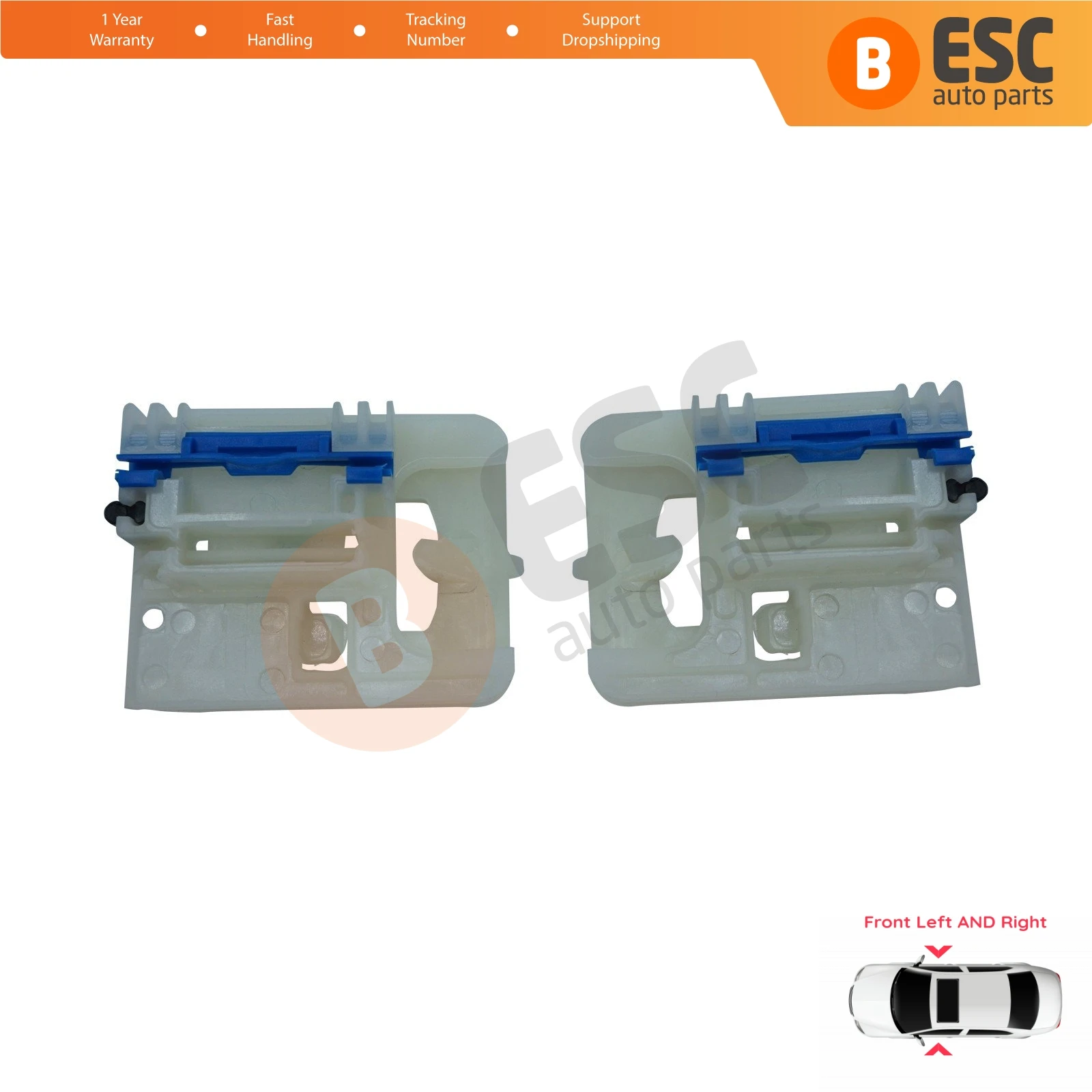 ESC Auto Parts EWR5214 Front Window Regulator Repair Clips BK21V23200AD, 00520691630 for Ford Tourneo Custom Fiat Tipo MK2