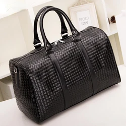 New Woven Handheld Travel Bag Large Capacity Men's and Women's Shoulder Luggage Bag Travel Bag Black Business Trip Bag