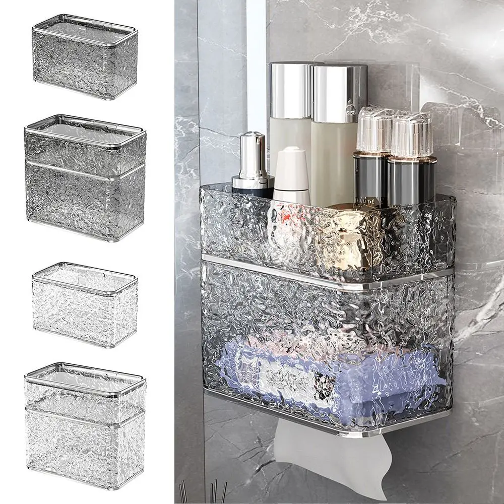

Gifts Punch Free Toilet Tissue Box Wall Mounted Household Toilet Paper Box Dual-purpose Toilet Paper Storage Tool