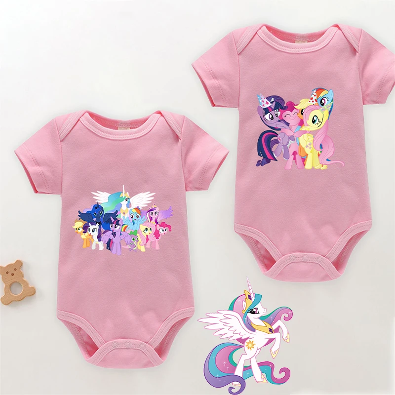 

Unicorn Little Ponys Girl Baby Pink Romper Cotton Newborn Jumpsuit Cute Anime Infant 3-24M Bodysuit Kid Safe Soft Kawaii Clothes