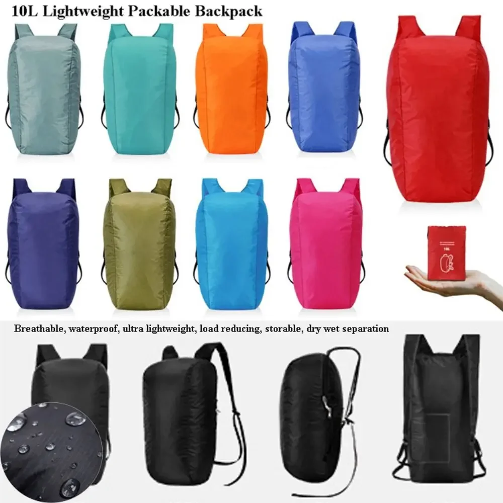 High Quality 10L Packable Backpack Lightweight Ultralight Foldable Outdoor Folding Bag Nano Waterproof Daypack For Men Women