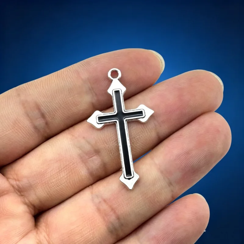 10Pcs Gothic Simple Enamel Cross Charms Black Red Crucifix DIY Jewelry Making Pendants Accessories