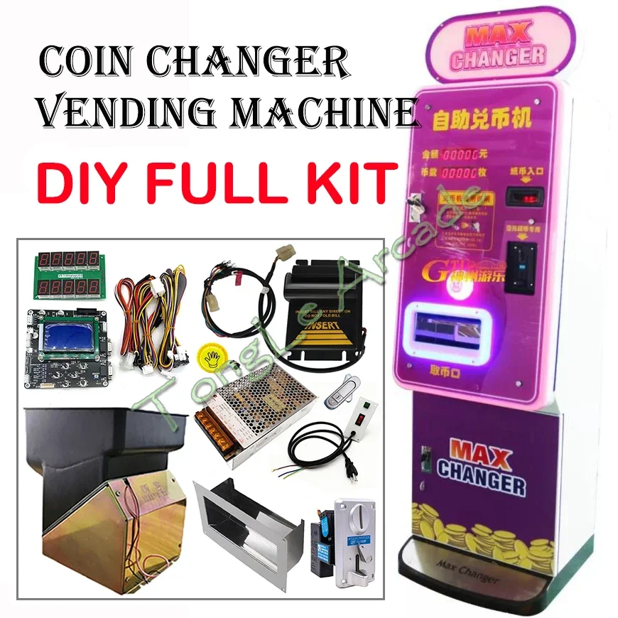 

Coin Changer DIY Kit Bill Acceptor Banknote To Token with LCD Control Board Hopper Power Supply for Arcade Exchange ATM Machine