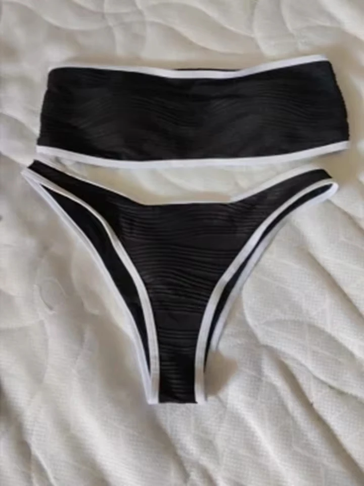 

Vzvn 2026 New Summer Swimwear Bikinis Fashion Sexy Strapless Bikini 2 Piece Set Women Solid Split Beach Vacation Bikini Set