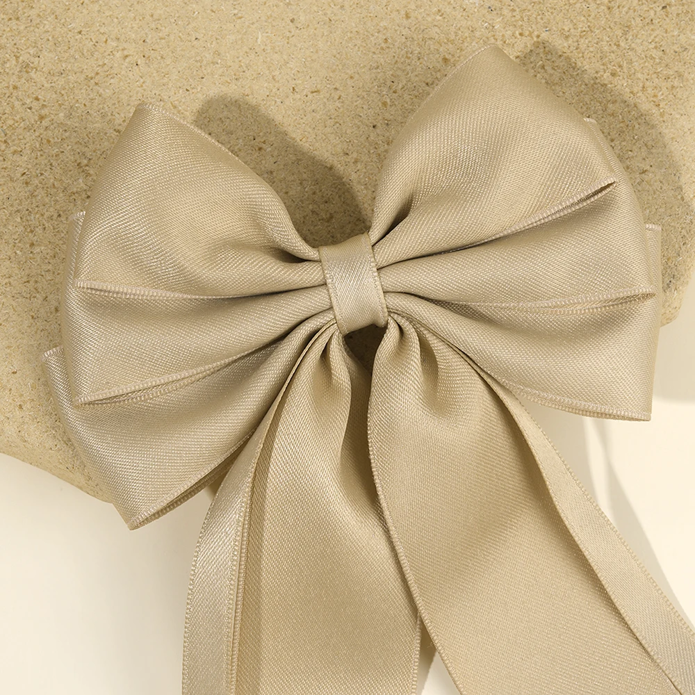 العصرية الصلبة القوس مقاطع الشعر للفتيات الساتان Bowknot دبابيس الشعر الاطفال ذيل حصان باريت الكورية غطاء الرأس أغطية الرأس إكسسوارات الشعر #6