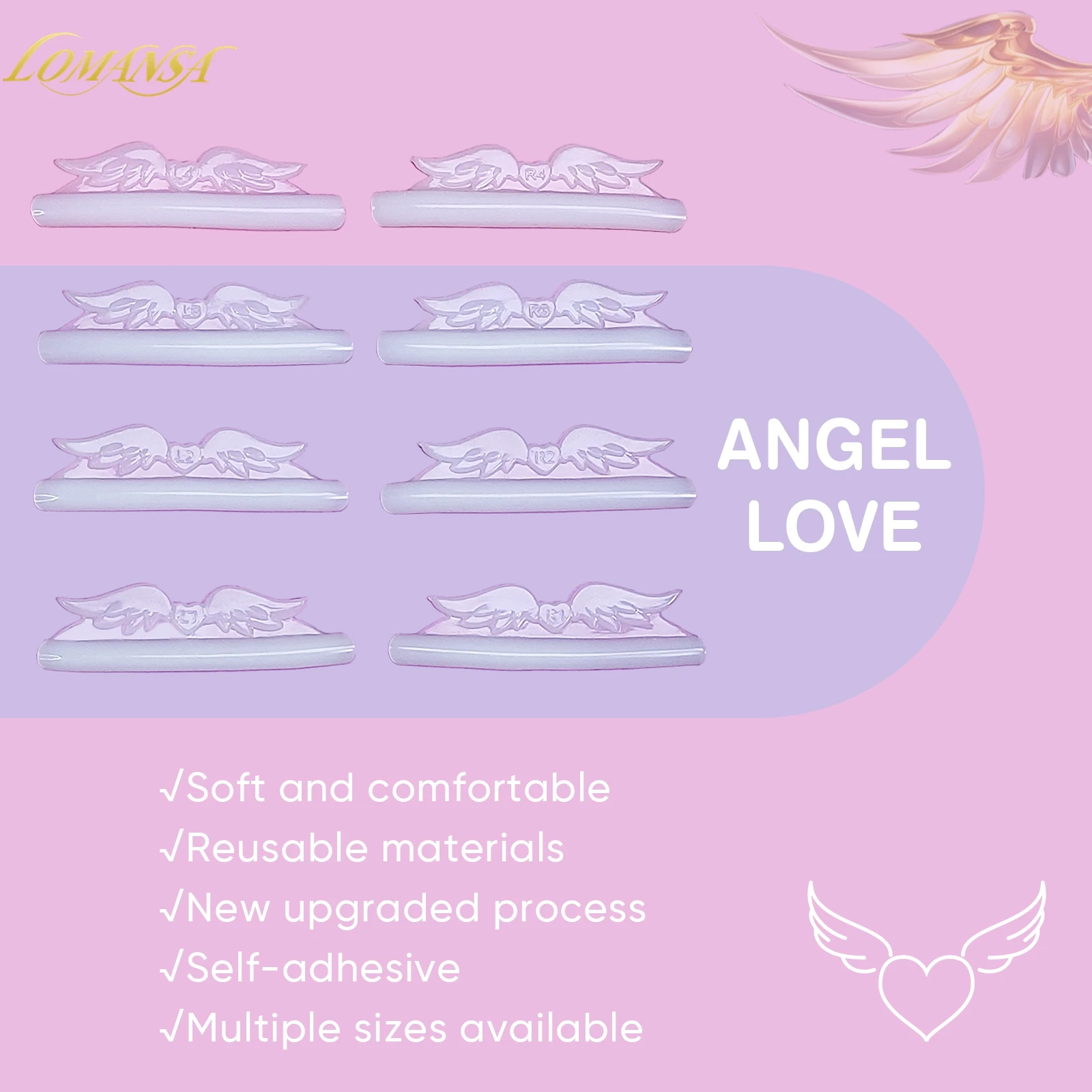 ロマンサ 4ペア Cカール フリーグルー シリコンまつげパーマパッド 粘着性まつげロッドシールド リフティング 3Dまつげアクセサリー メイクアップツール