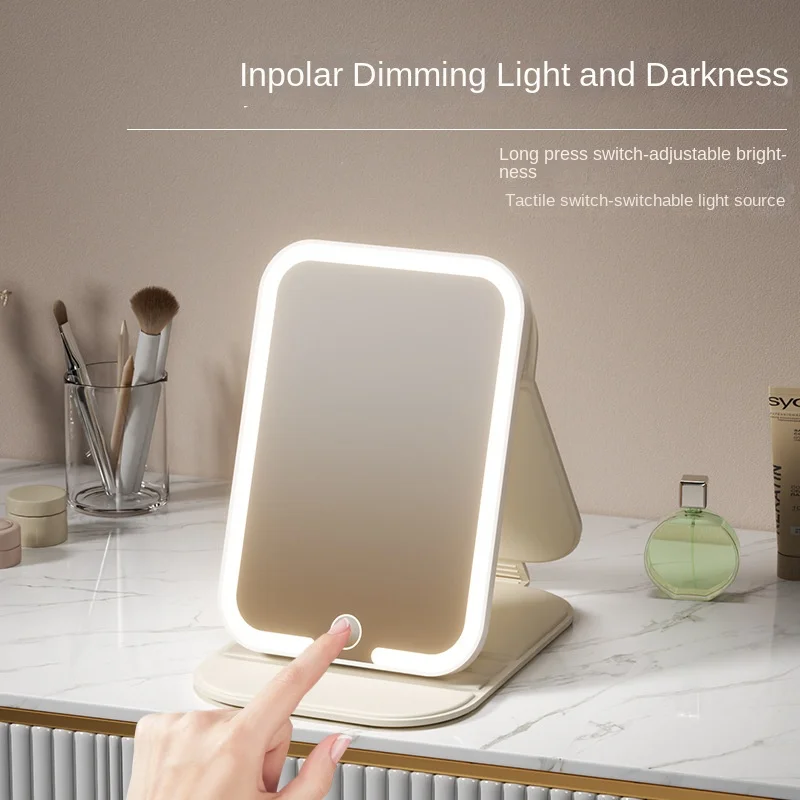 "Bedrukt patroon desktop cosmetische spiegel met flip cover opvouwbaar draagbaar voor thuiskantoor slaapzaal student reisgrootte opties"