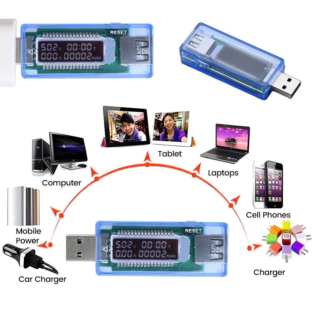 USB Current Voltage Capacity Tester Volt Current Voltage Detect Charger Capacity Tester Meter Mobile Power Detector Battery Test