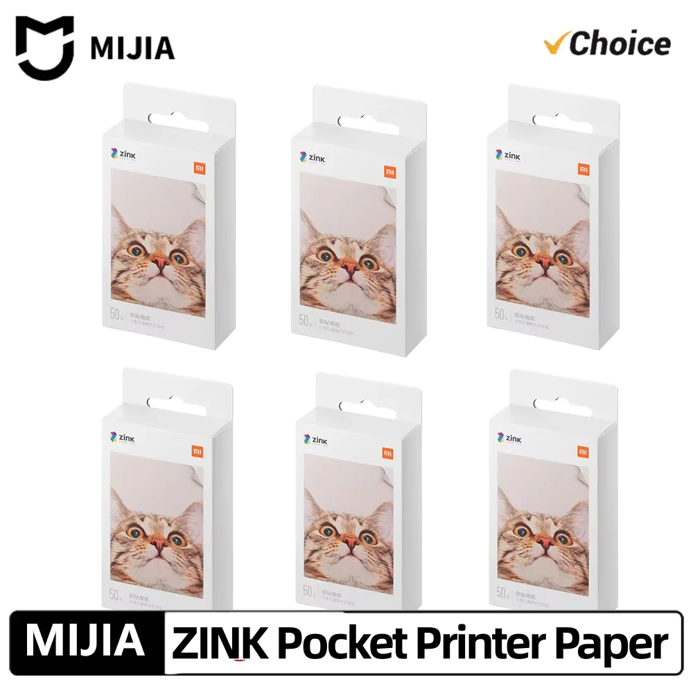 Papel Original MIJIA ZINK para Impressora Portátil, Impressão de Fotos Autoadesivas, 50/100/150/300 Folhas, Papéis para Impressora Mini Xiaomi de 3 Polegadas 1S