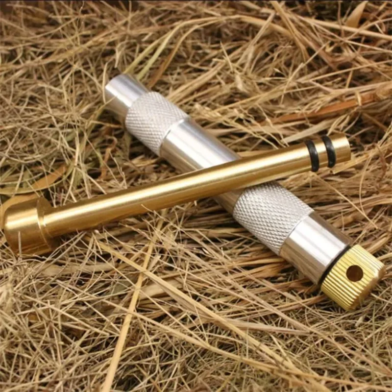 Outdoor Survival Camping Piston Fire Lighte r EDC Portable Air Compression Set Emergency Copper Tools