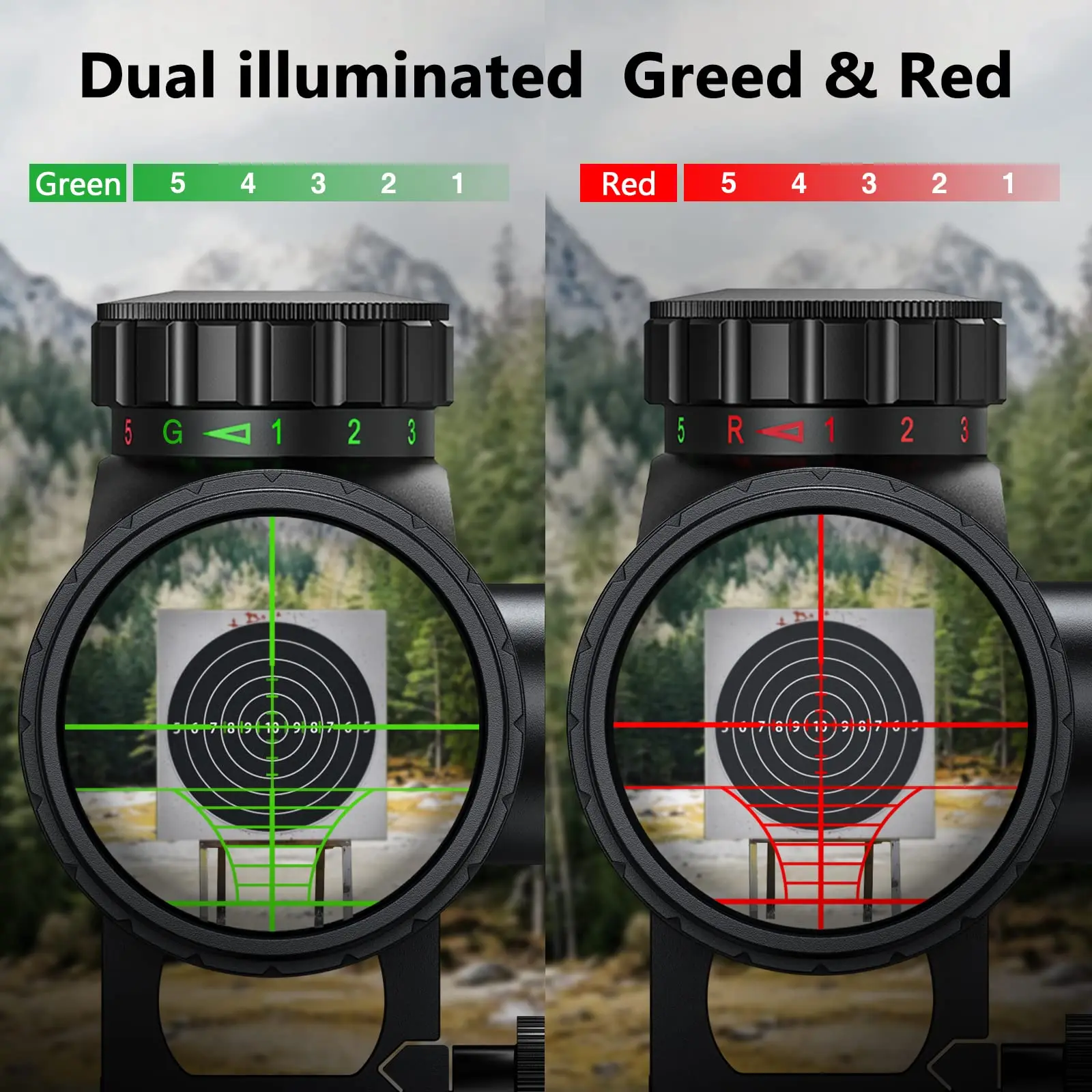 

Rifle Scope 6-24x50 AO Red Green Illuminated Long Range Scope For Hunting With Scope Rings