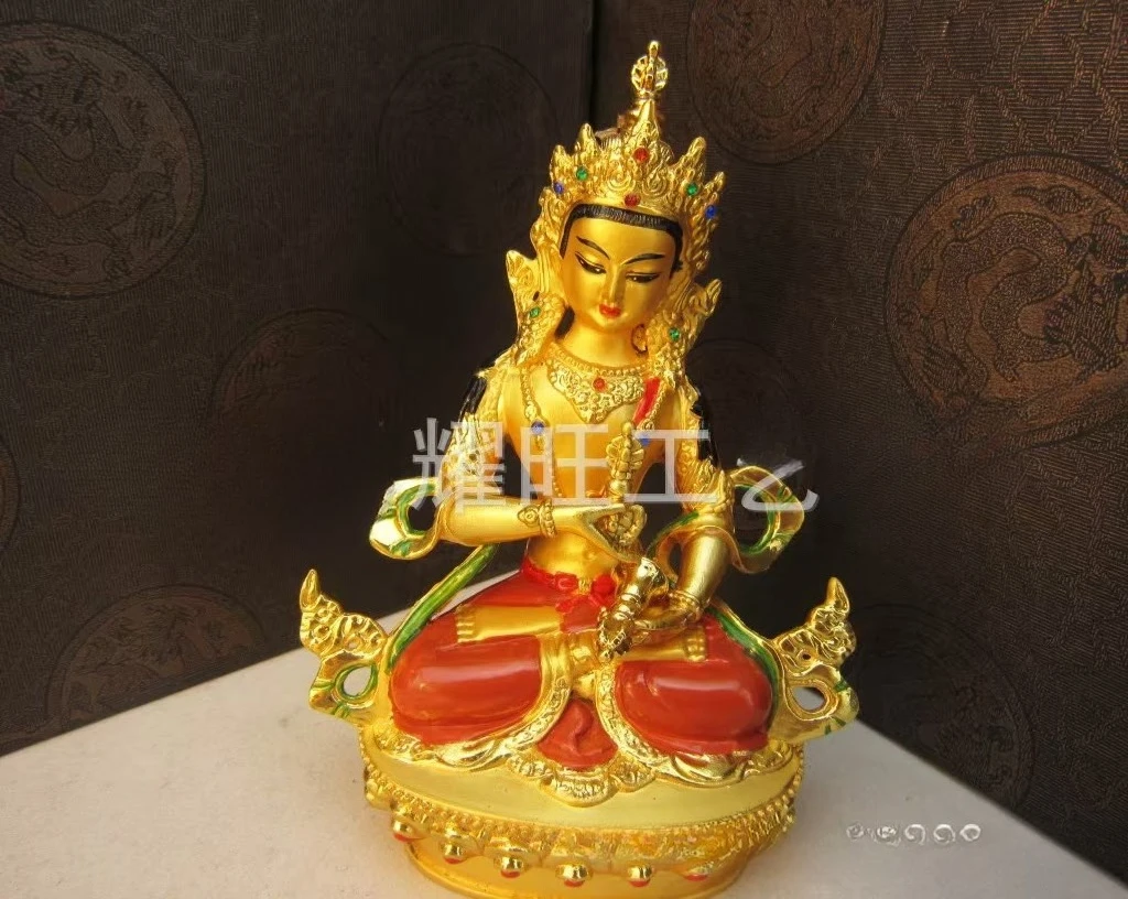 WW Imitation Nepal Gilded Painted Copper Statue 6 Inch Vajrapani Vajrasattva Sculpture