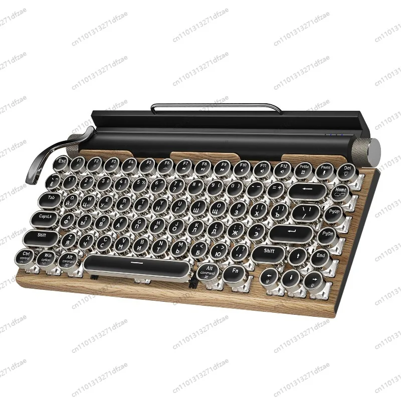 

Retro Punk Green Axis Bluetooth Dual Mode Mechanical Keyboard Customized Hot Plug Green Axis Typewriter