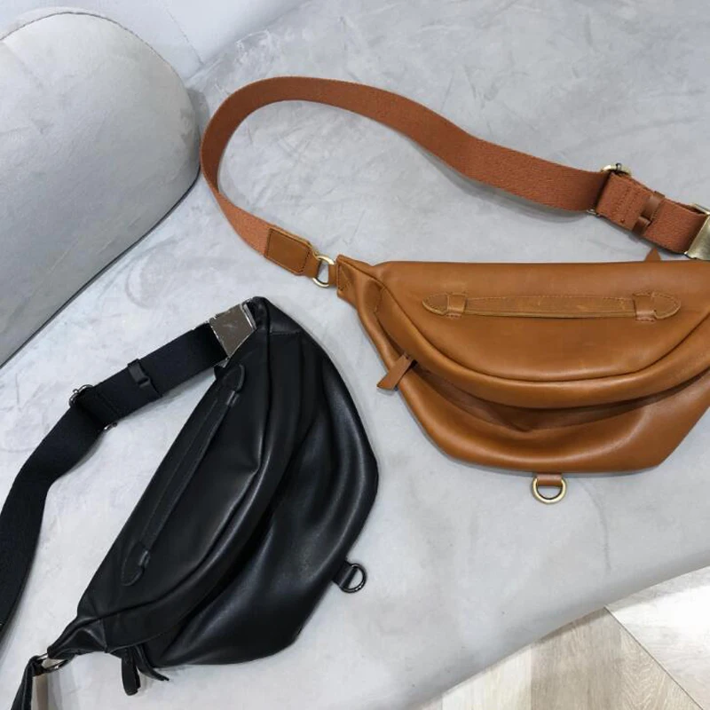 Genuine Leather Chest Bag Cool Crossbody Packs for Woman Cowhide Female General High Quality Belt Saddle Shoulder Bags