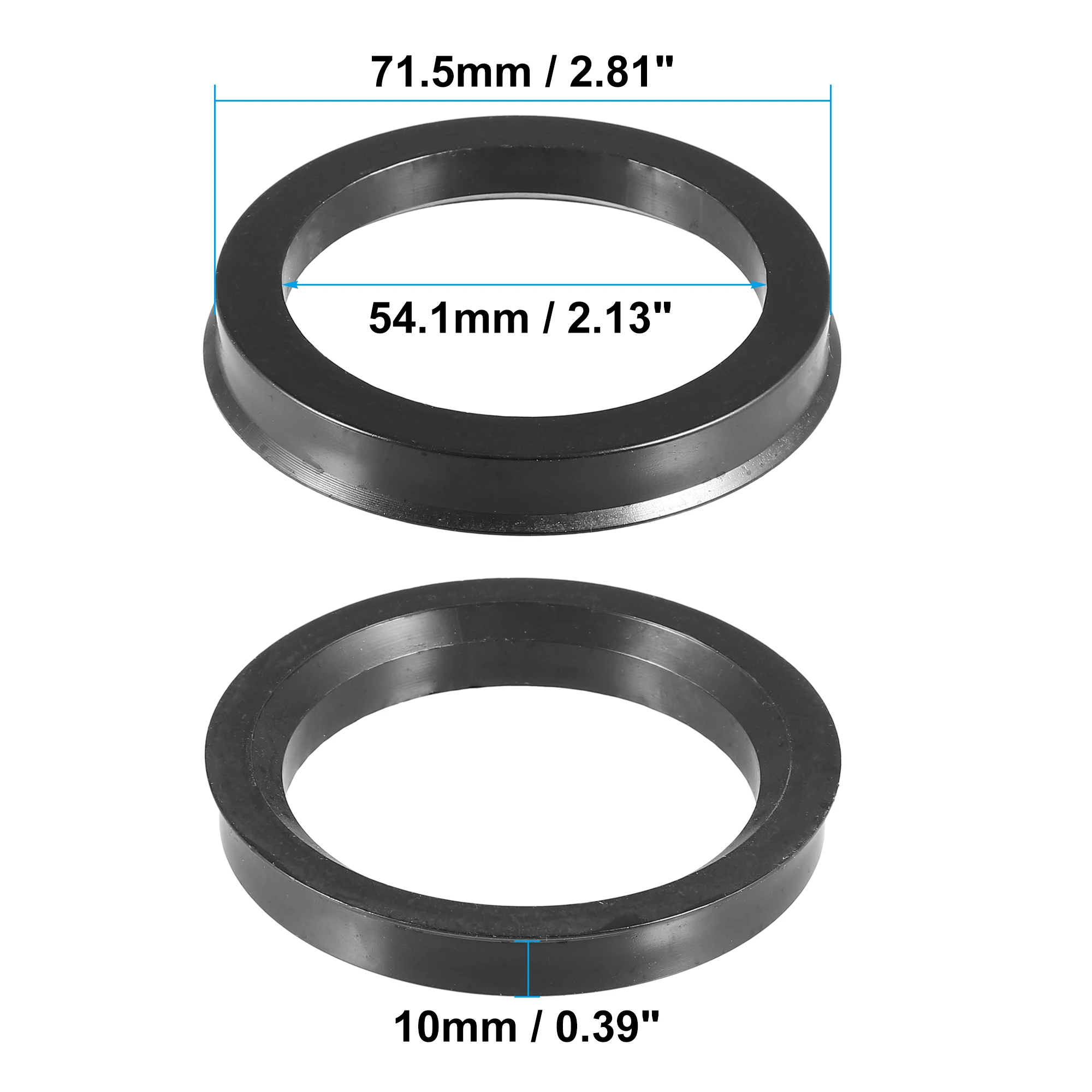 UXCELL 4Pcs 71.5mm to 54.1mm 56.1mm 57.1mm 60.1mm 66.6mm 67.1mm 67.9mm Car Tire Centering Hub Centric Rings Black