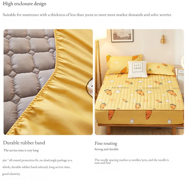 Air Permeable Cover Thick Quilted Mattress Cover Elastic Double Bed Fitted Sheet Protector Soft Warm Deep Pocket Mattress Topper