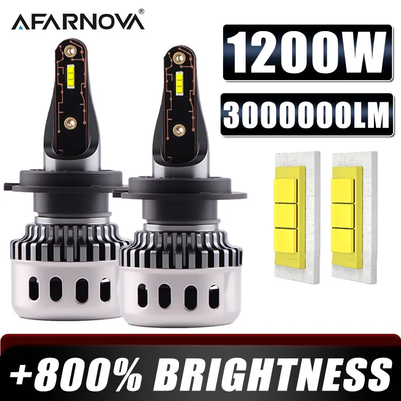

2 шт. H7 светодиодные фары 6000K H1 H8 H11 H4 светодиодные лампы Canbus H3 9005 авто лампы 3000000LM 1200 Вт высокой мощности турбо мини противотуманные фары 12 В