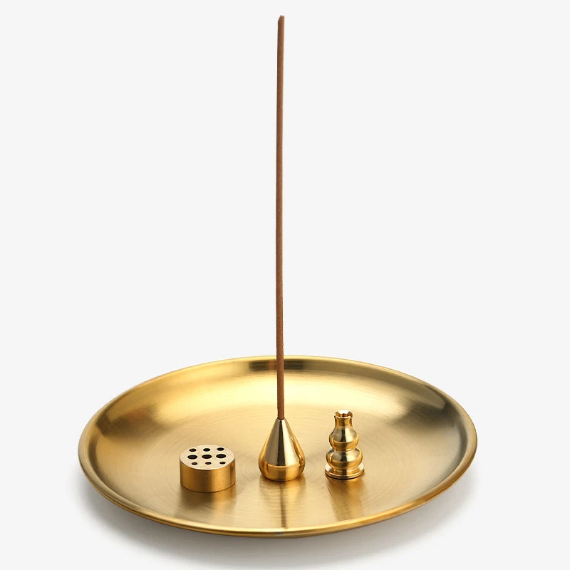 Handmade Incense Insert Brass Nine Hole Incense Seat Durable Water Drop Shape Coils Base Holder Brass Incense Tray Home Decor