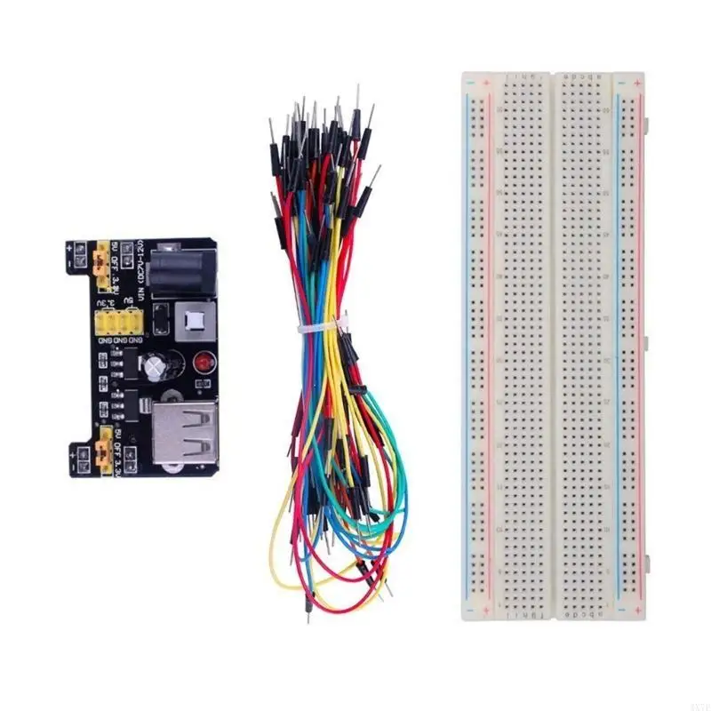 

4X7E Comprehensive MB102 Breadboard Power Module + 65 Jumper Wires + MB102 830 Points for Prototyping and Testing