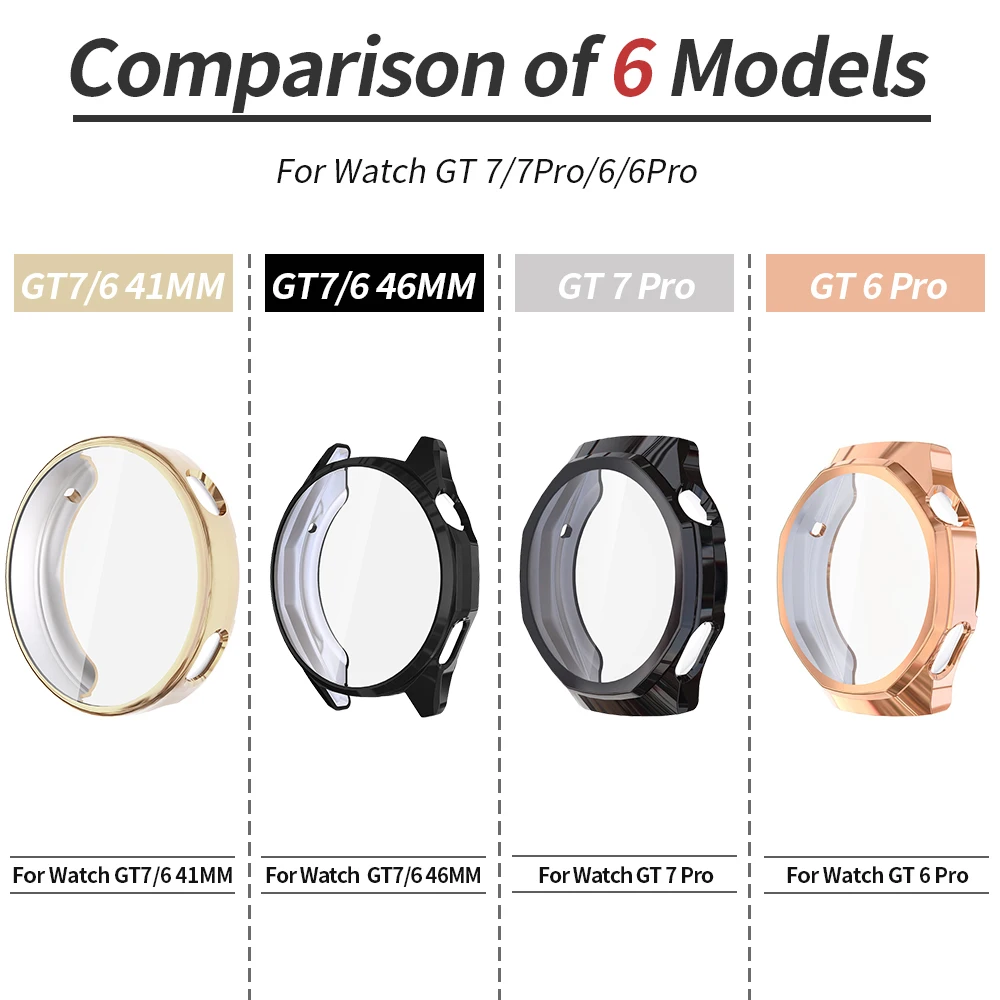 Screen Protector Case for Huawei Watch GT 7 6 Pro Cover 41mm 46mm Electroplated Soft TPU Bumper Full Coverage Shell