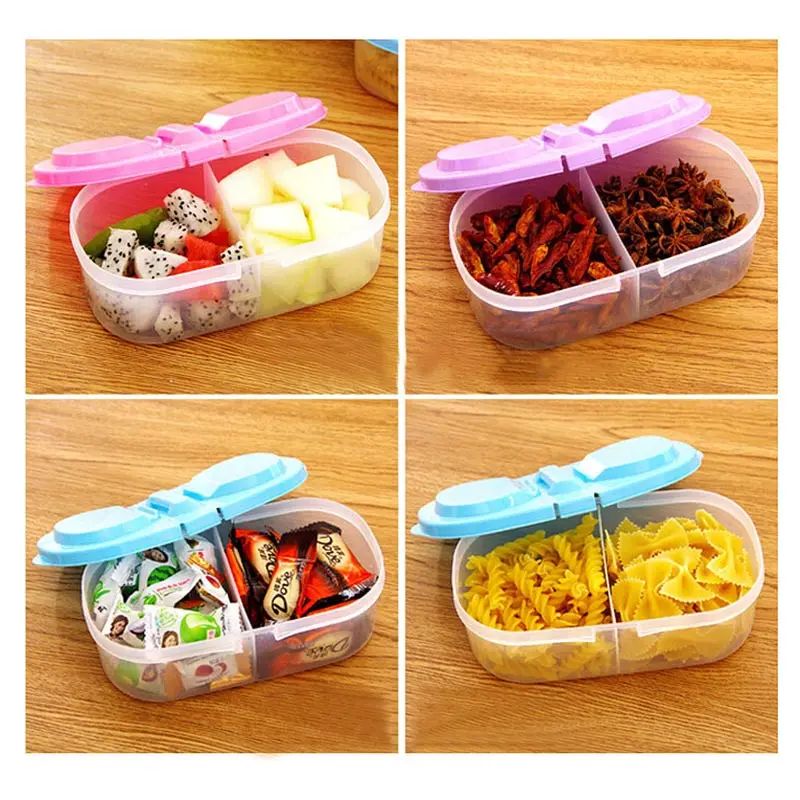 Double Plastic Food Container Portable Lunch Box Capacity Camping Picnic Food Fruit Container Storage Box For Kids Dinnerware