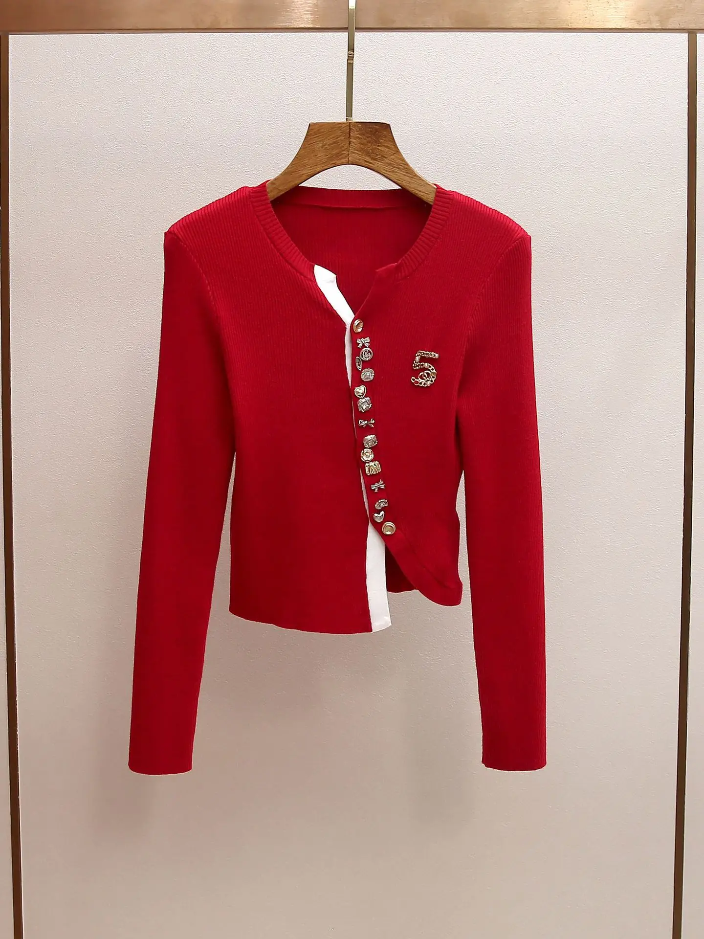 

High-end women's autumn winter new minimalist two-piece round neck slim fit cardigan knitwear women's luxury brands for woman