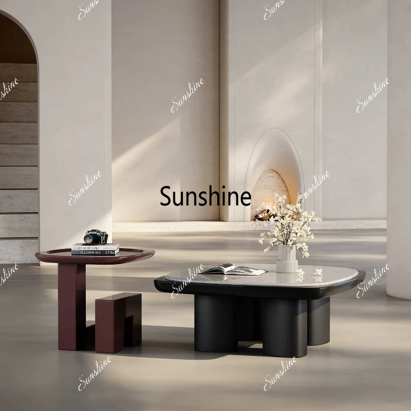 

Italian natural luxury stone square coffee table living room modern simple high-end coffee table