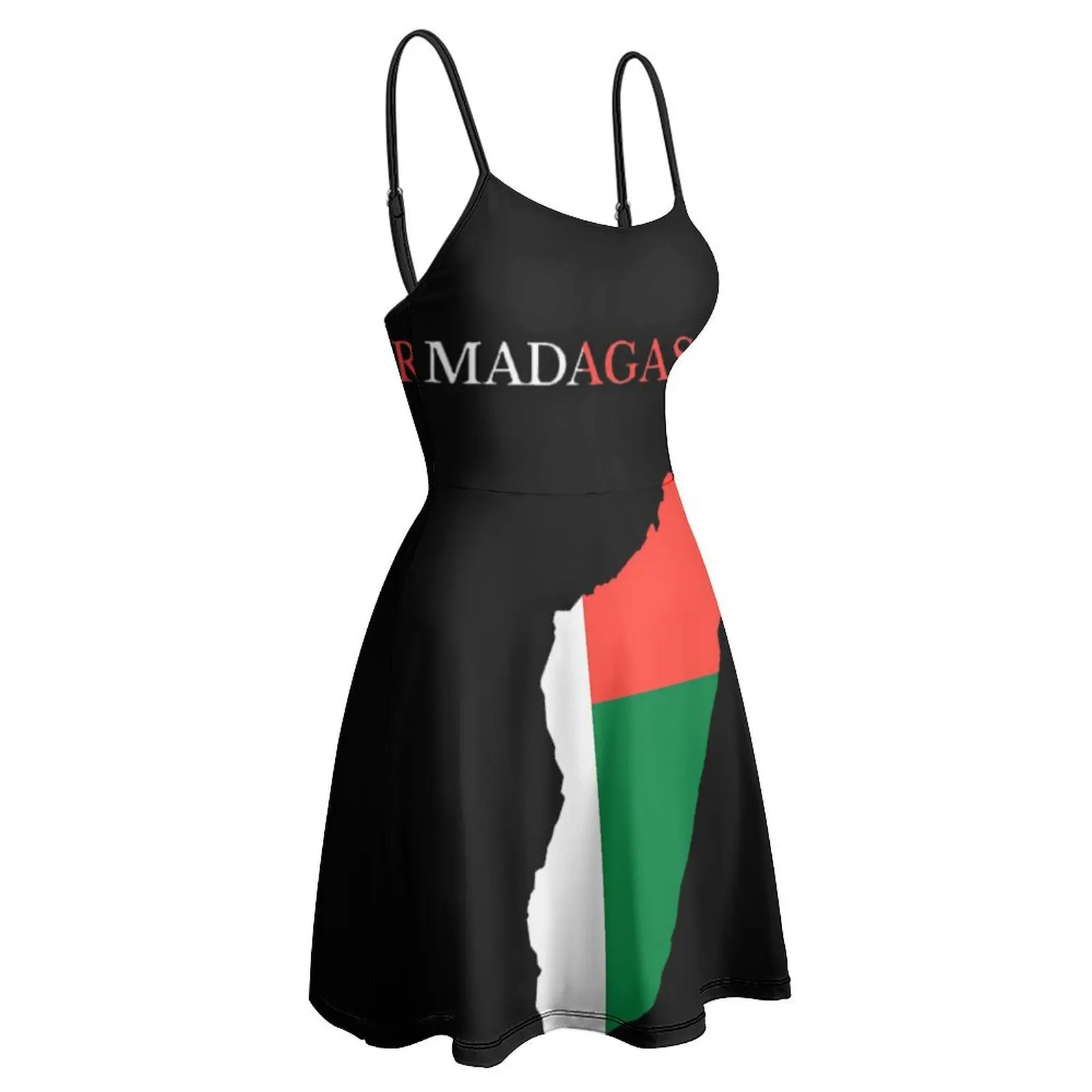 Madagascar Map Flag Women's Sling Dress Graphic Exotic  Woman's Dress Graphic  Parties Strappy Dress