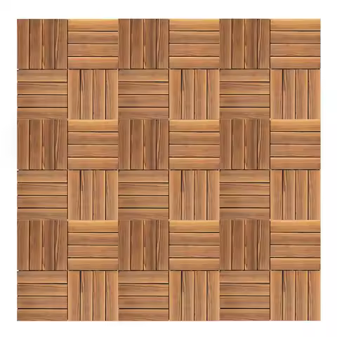 36Pcs Interlocking Deck Tile, 12x12 Brown Wooden Patio Flooring, Wood Decking for Outdoor &amp; Indoor, Patio Garden, Balcony,