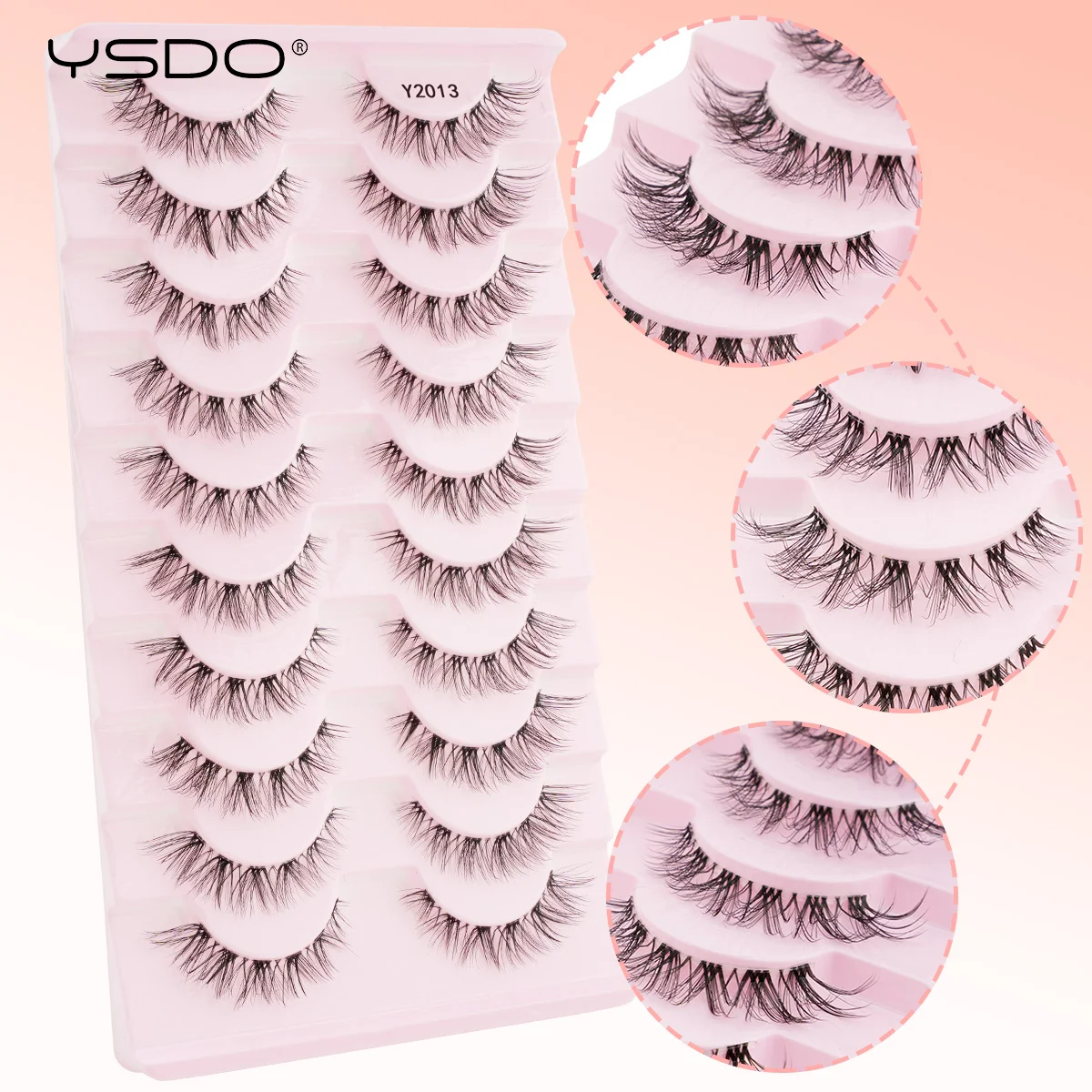 YSDO Fluffy ciglia finte 3/10 paia di ciglia naturali Cat Eye Wispy Faux 3d ciglia di visone strumenti per il trucco ciglia ricci morbide e spesse