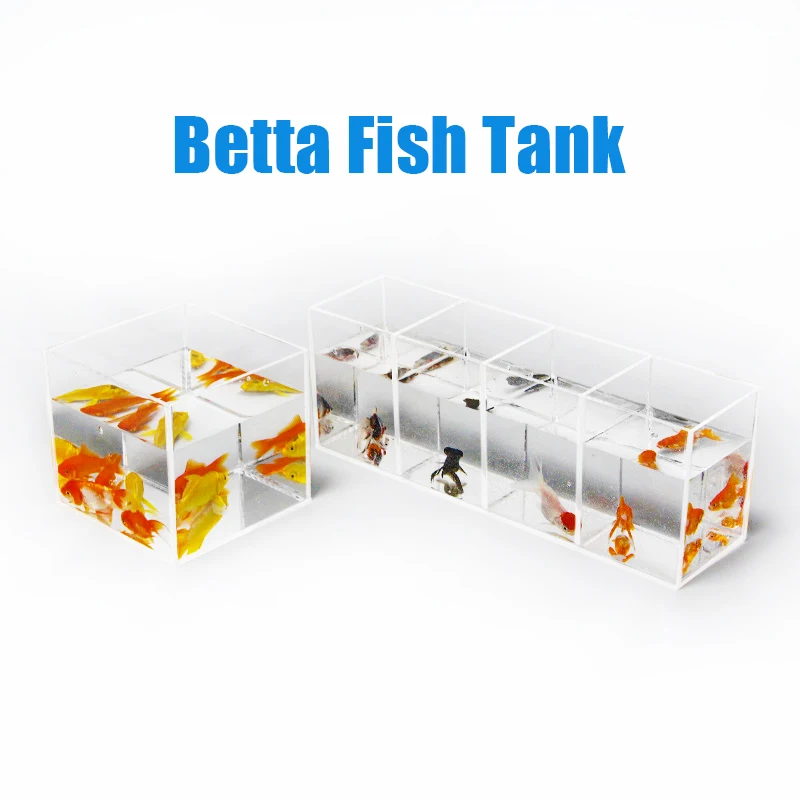 Small Betta Separate Fish Tank Acrylic Ultra-white Aquarium Fish Open Desktop Rectangular Plexiglass Aquarium Turtle Tank