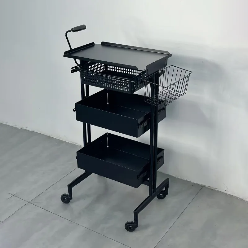 Stainless Steel Salon Rolling Trolley Professional Beauty Tool Cart for Barber Organizer Rack Mobile Hair Salon Utility Cart