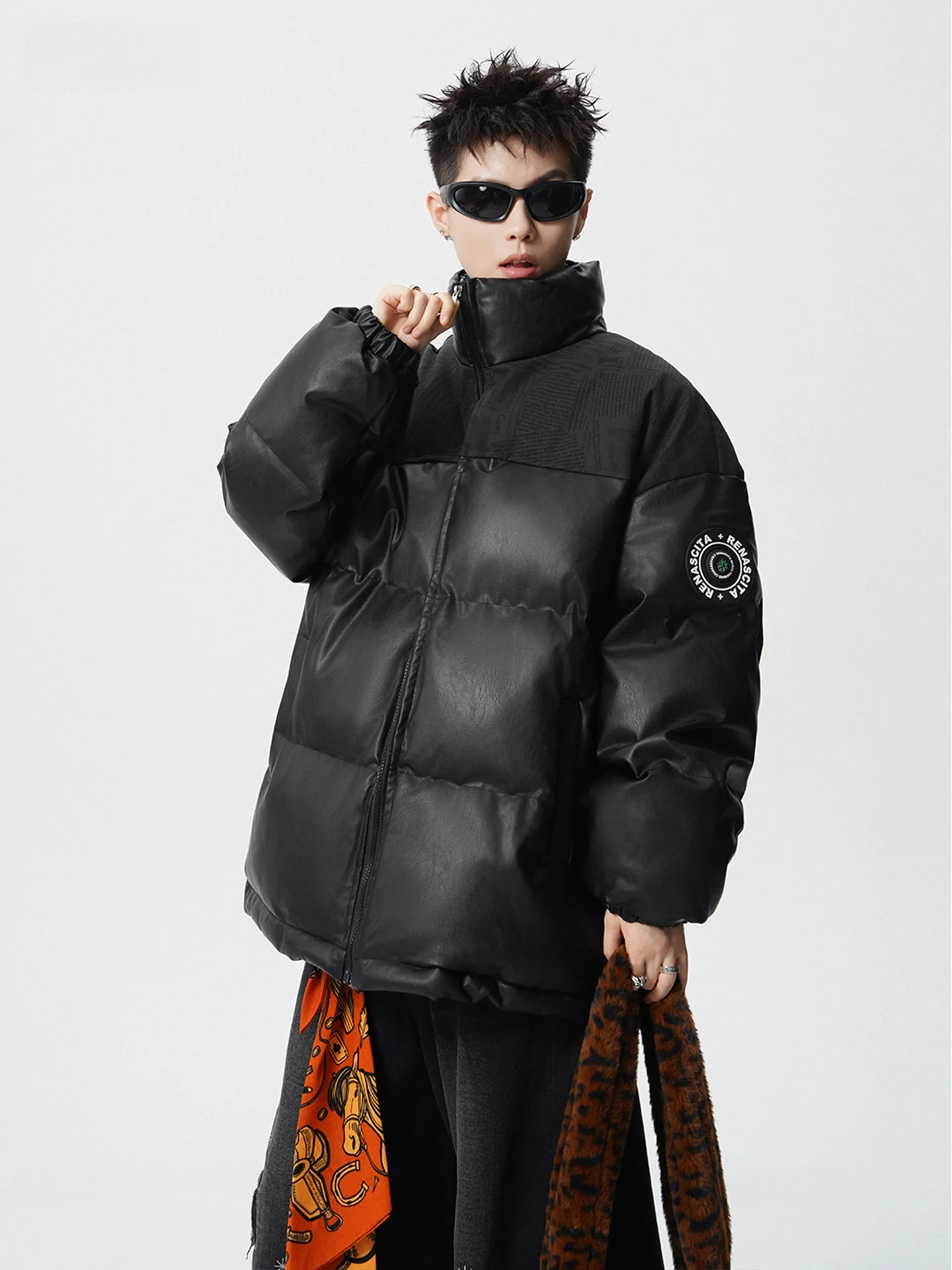 Bla بولي Leather جلد Thiened الشتاء Jaet الرجال معطف القطن فضفاض الخبز Sle الشباب العصرية العلامة التجارية الجديدة 2025 ملابس خارجية غير رسمية #3