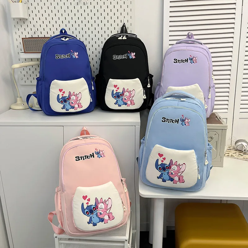 

2025 New Large Capacity Leisure Travel Backpack College Style Junior High School Cartoon Stitch New Semester Backpack Gift