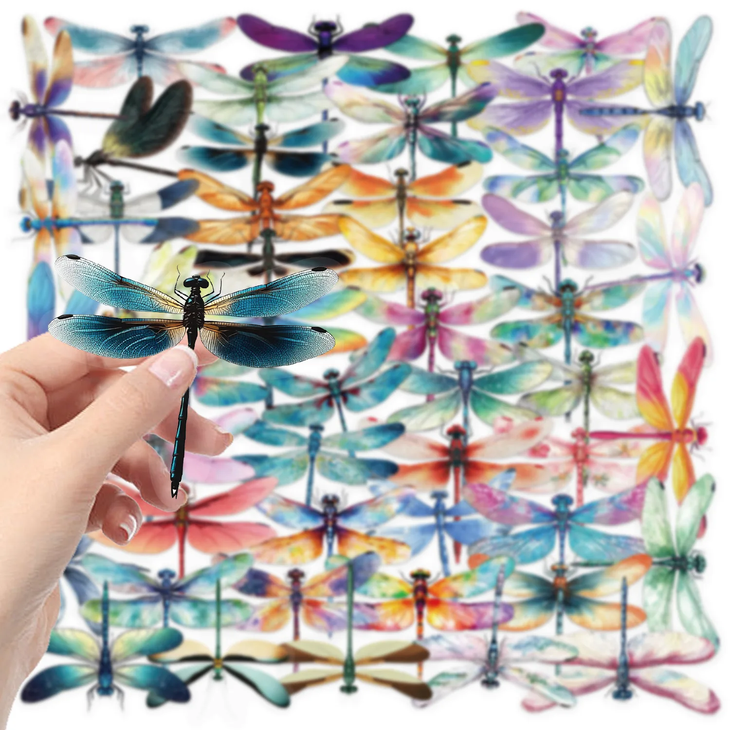 50pcs PET Dragonfly Cartoon Graffiti Stickers Phone Guitar Laptop Notebook Suitcase Water Cups Waterproof Sticker Kids Toys