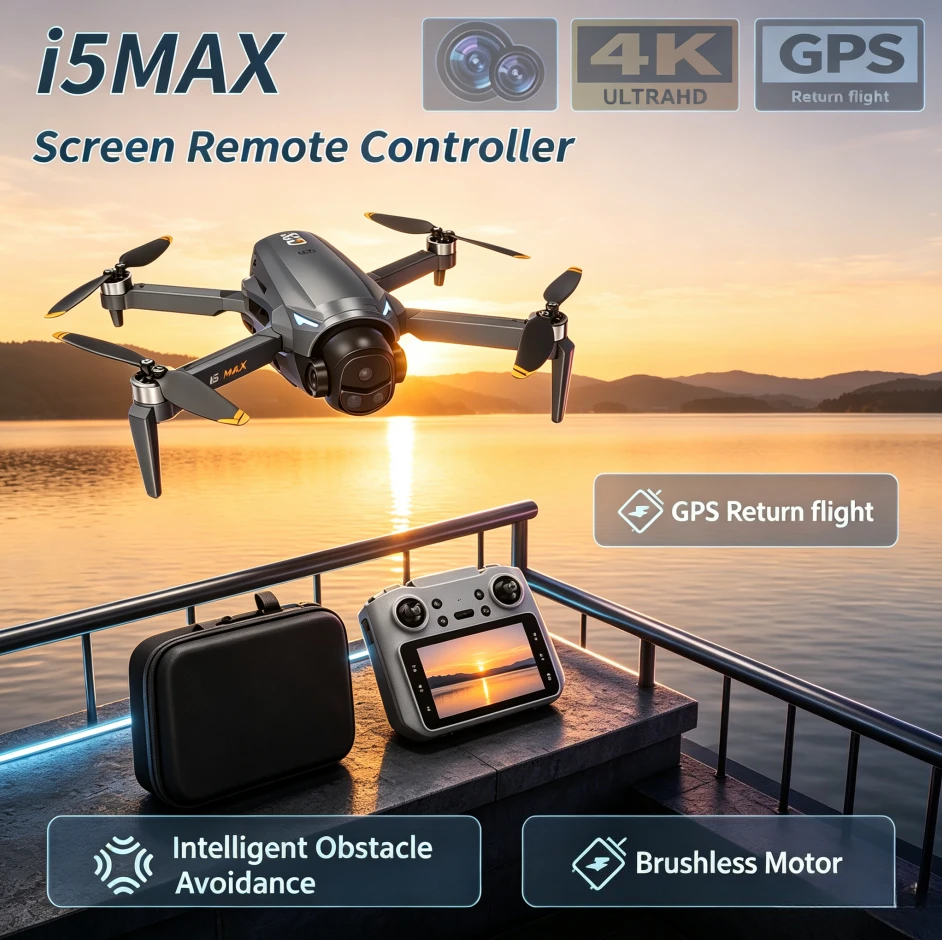Original i5 MAX GPS Obstacle Avoidance Drone Quadcopter 8K HD Camera Obstacle Avoid 5G WIFI FPV Brushless RC Drones For Adults