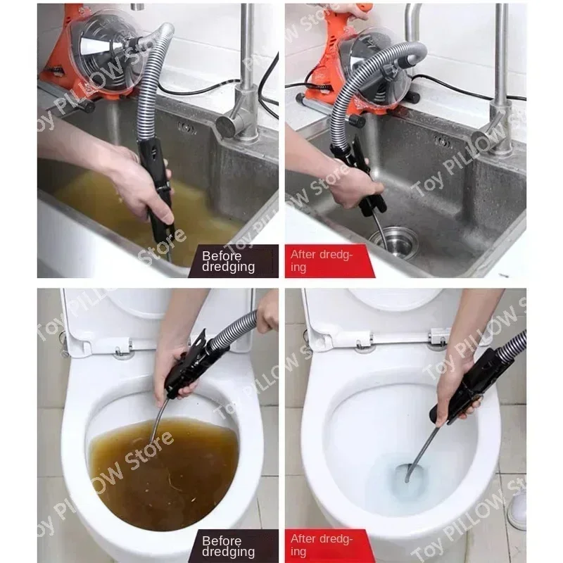 220V Autofeed Electric Sewer Pipe Dredging Machine Toilet Kitchen 19-28MM Pipe Cleaning Machine Dredger Drain Cleaner 120W