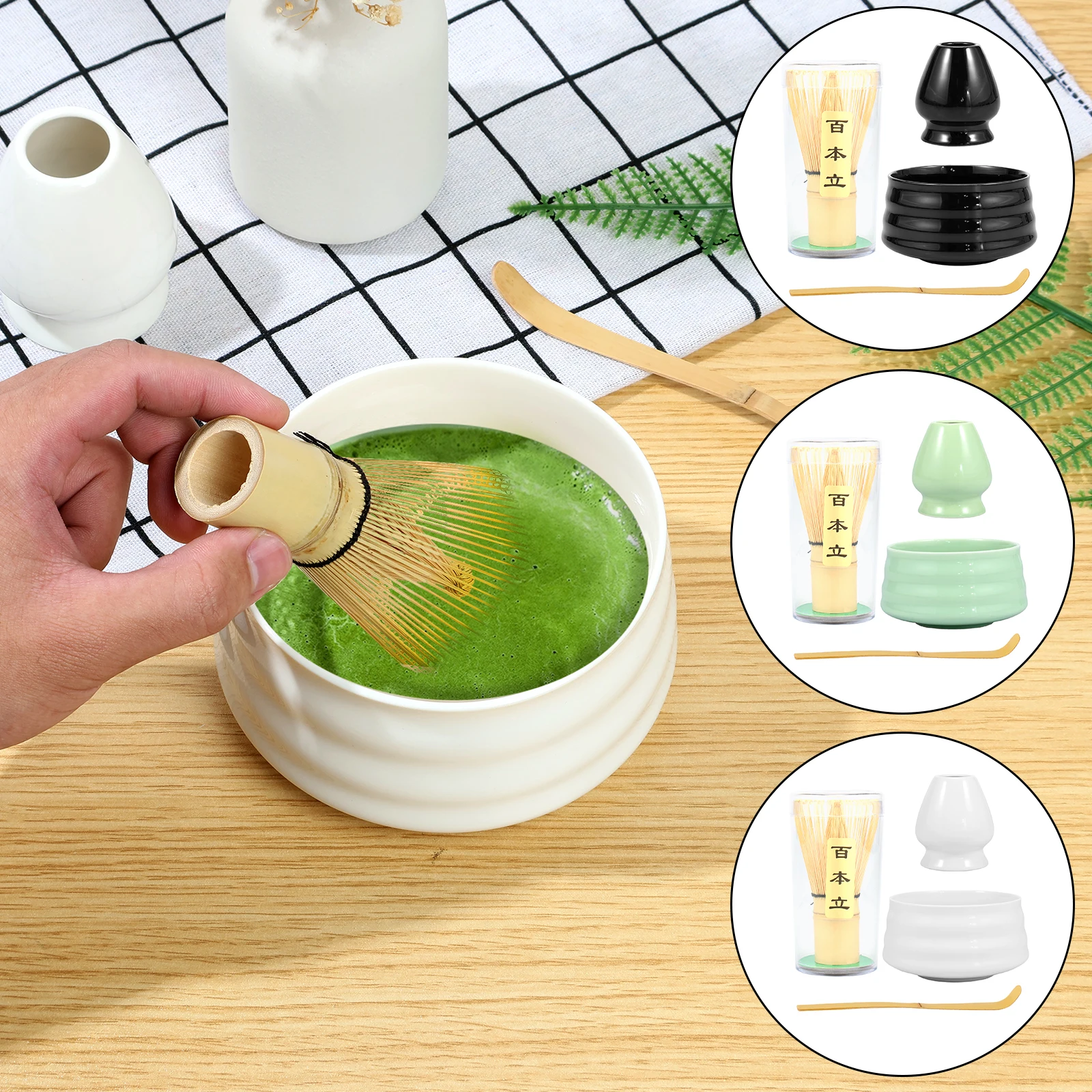 

4Pcs Matcha Tea Set Matcha Traditional Starter Set with Ceramic Matcha Bowl Bamboo Matcha Whisk Ceramic Matcha Whisk Holder