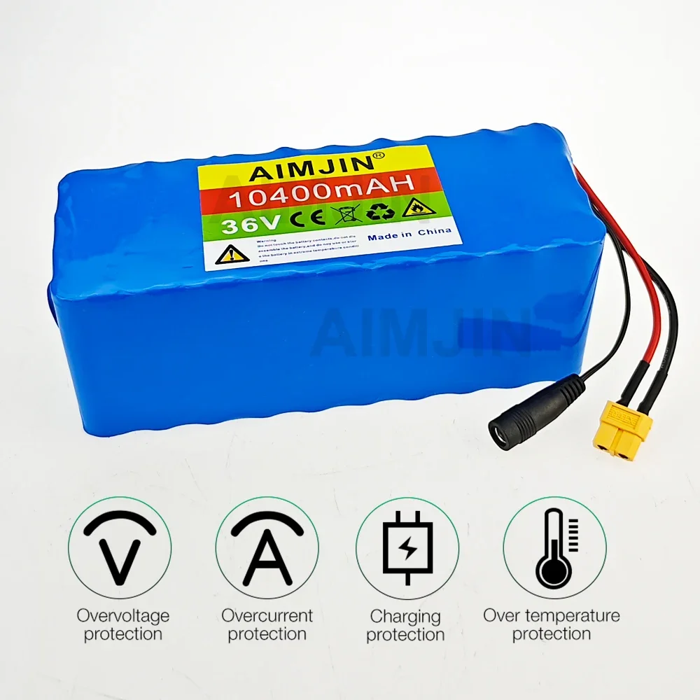 

36V Lithium 10S4P Battery Pack 10.4Ah 18650 High-Capacity Power 36V 750W 1000W For Bicycle Scooter Belt BMS
