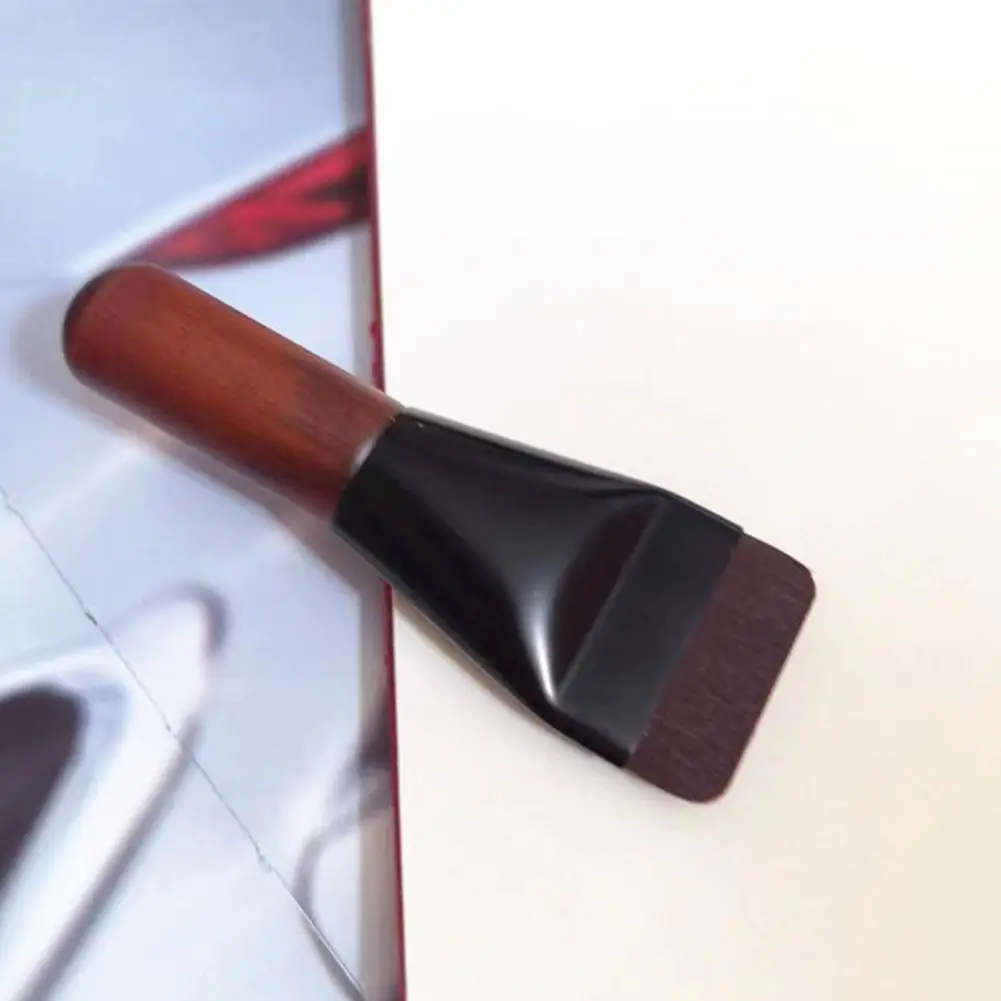 Mini escova plana para fundação e creme, escova universal com alça, maquiagem, corretivo, madeira, ferramenta de beleza, j6f3